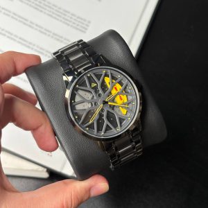 ساعت مردانه کرست (CREST) مدل 9015-3 مشکی صفحه زرد