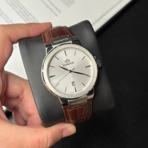 ساعت مردانه مارون 77413G-112چرم قهوه ای صفحه سفید