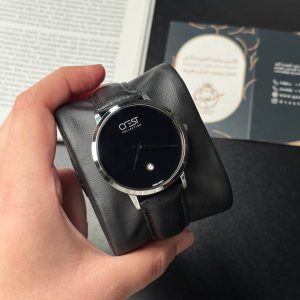 ست مردانه کرست (CREST) مدل9078-2چرم مشکی نقره مشکی